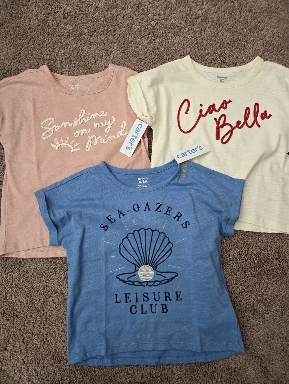 Carter's Girls Shirts Size 8 NWT
